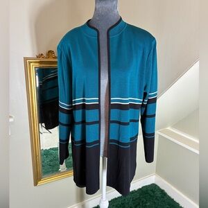 Exclusively Misook Black & Green Cardigan Size L